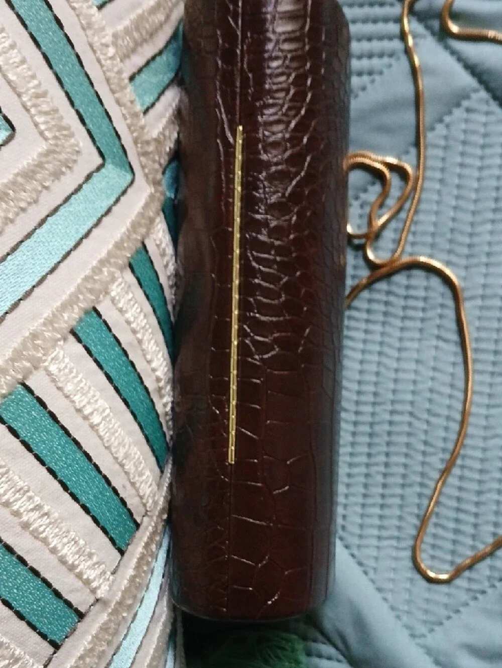 Brown Embossed Clutch!